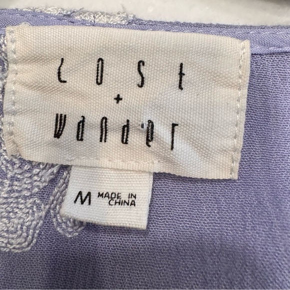 Lost + Wander Iris Crop Top Button Down White Floral Embroidery Bell Sleeves| M - Picture 4 of 9
